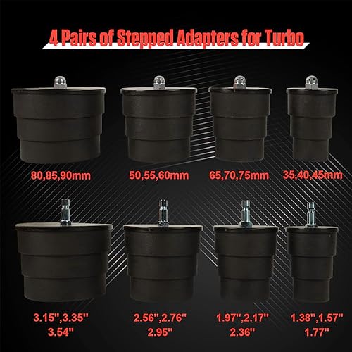 Miniatura 9 de Kit de prueba de fugas de Boost - Kit de prueba de fugas de Turbo Boost 9 piezas, probador de fugas del sistema Turbo con 4 pares de adaptadores