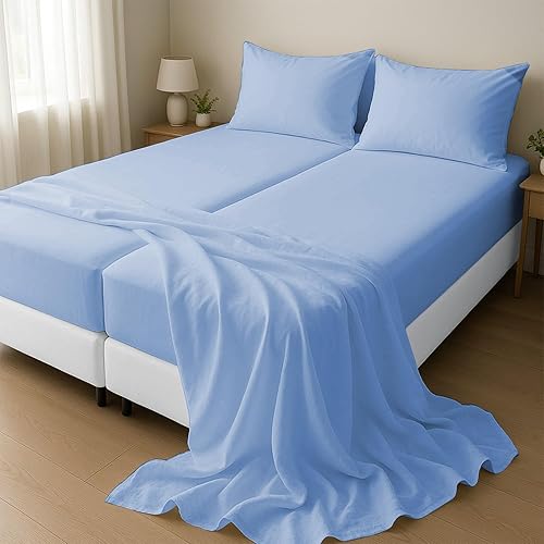 Miniatura 5 de Juego de sábanas de 4 piezas, 100% algodón egipcio de 1000 hilos, sábanas suaves de hotel de lujo para colchones de hasta 18 pulgadas de