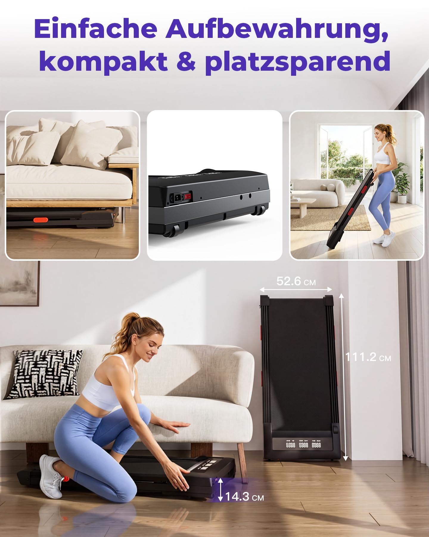 Superun Walking Pad max 159 KG/136 KG, Laufband für Zuhause mit Trainingsmodus, Leise Laufband Schreibtisch mit App und virtuellen Laufstrecken. Vor Ort erlebbar