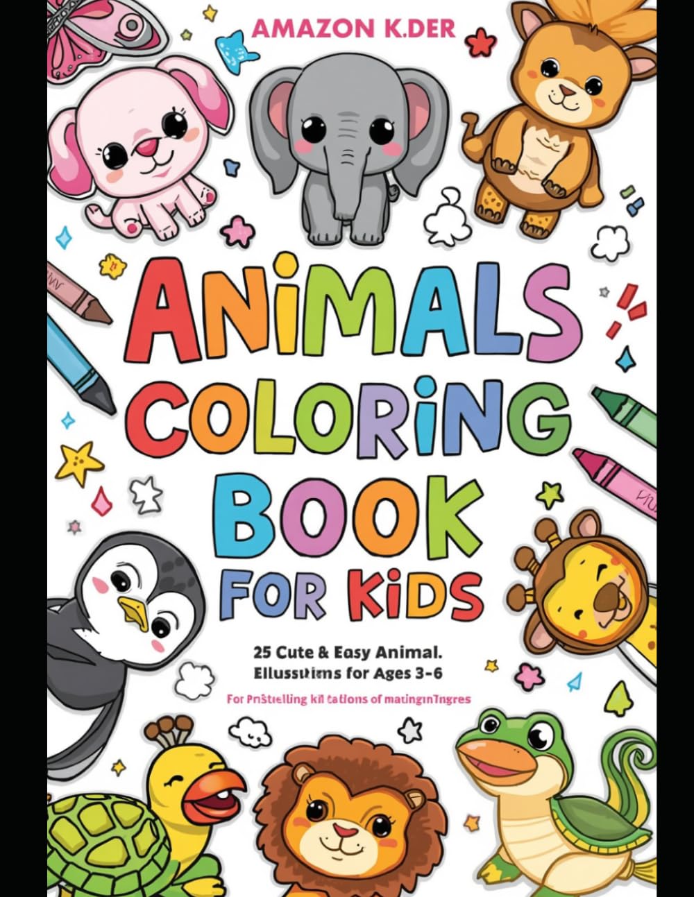 Animals Coloring Book for Kids: Cute & Easy Animal Coloring Pages for Ages 3–6