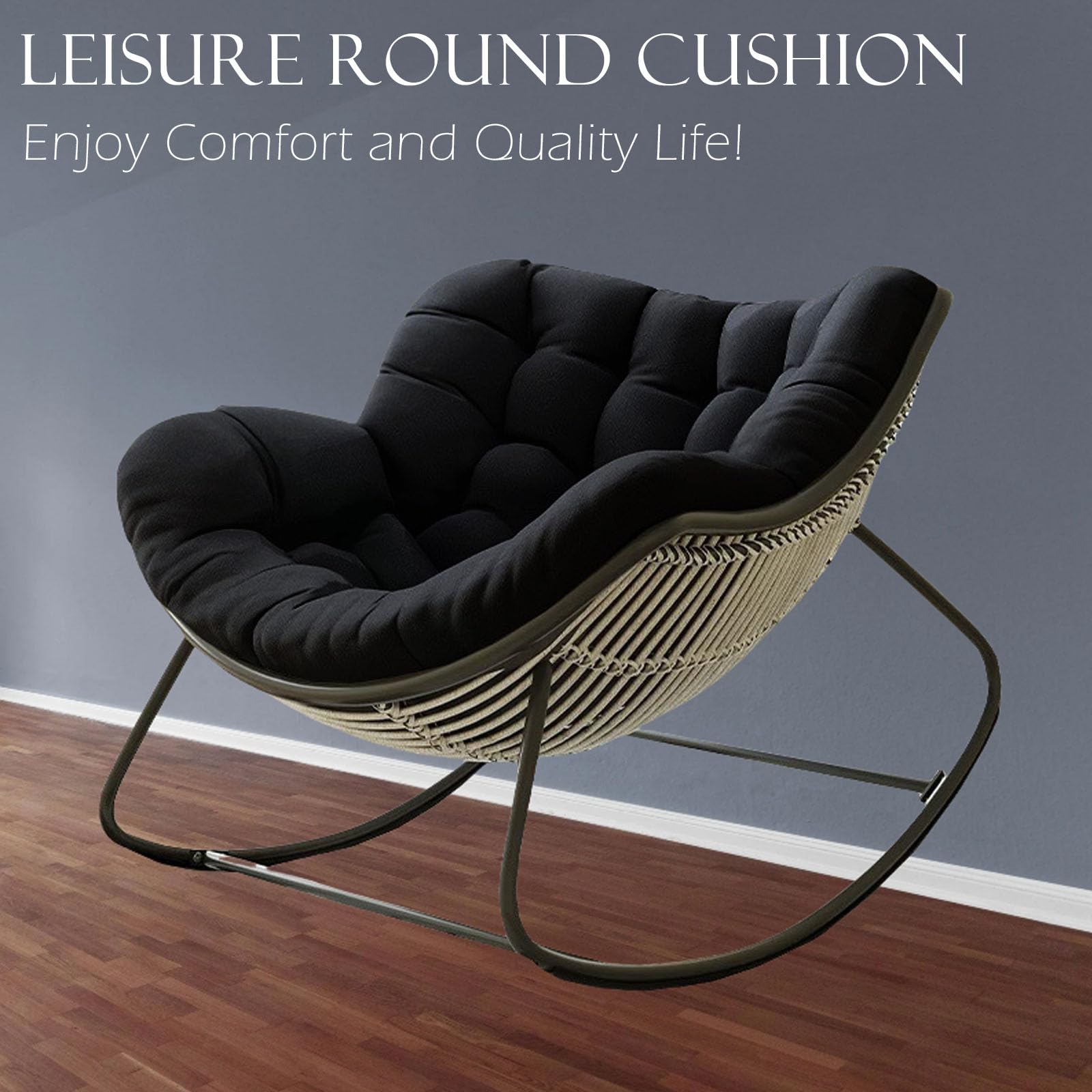 Morbuy Cojines para Mecedora de Exterior - SIN Marco, 120x100x10cm Cojin para Una Mecedora Suave Relax para Silla Huevo, Ratán, Hamaca y Silla Colgante y Jardín, Terraza, Balcón (Gris Oscuro)
