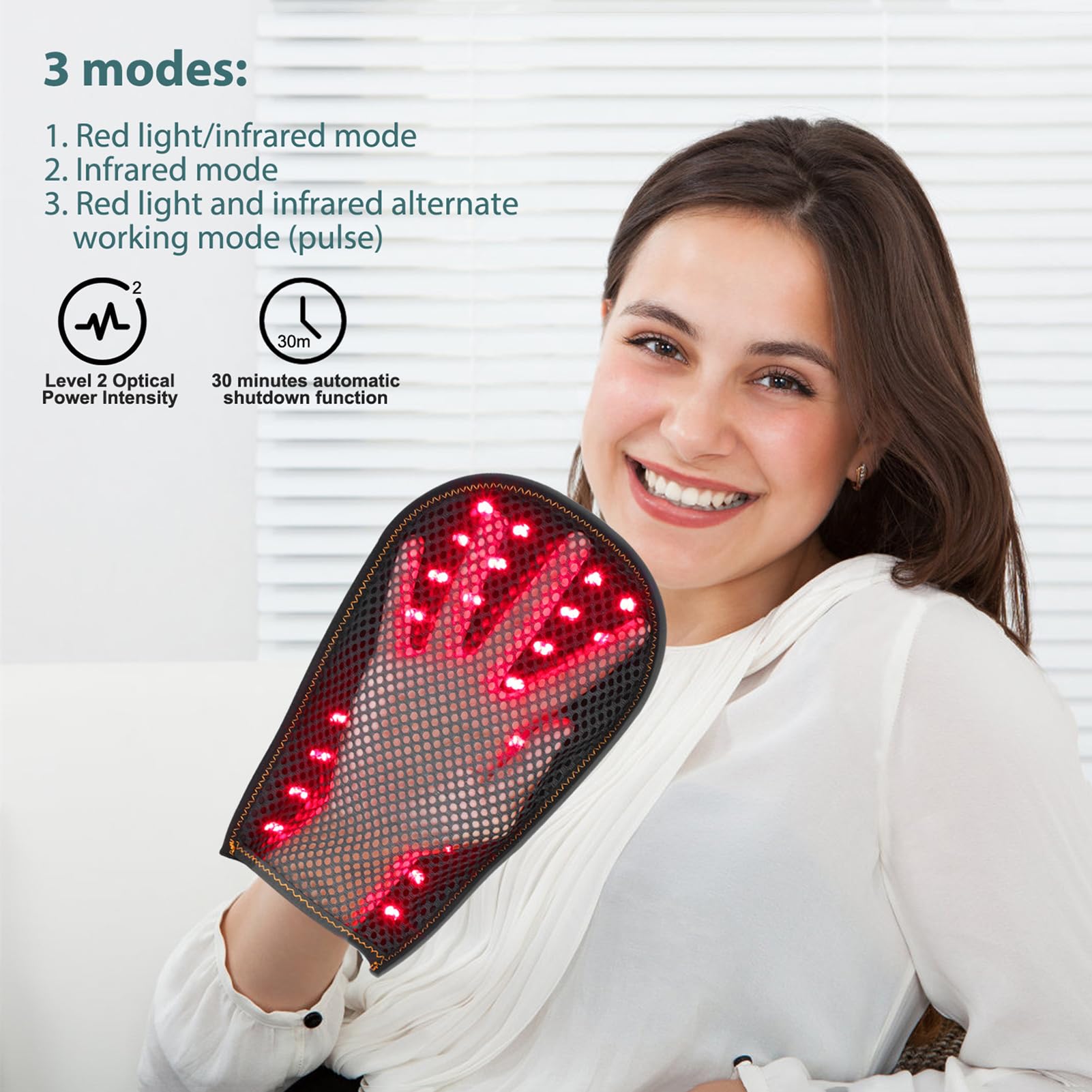 GOURIXIN Terapia de luz roja LED para Manos, Dispositivo de Fisioterapia con luz infrarroja cercana, Guante de rejuvenecimiento, Apagado automático a los 30 Minutos