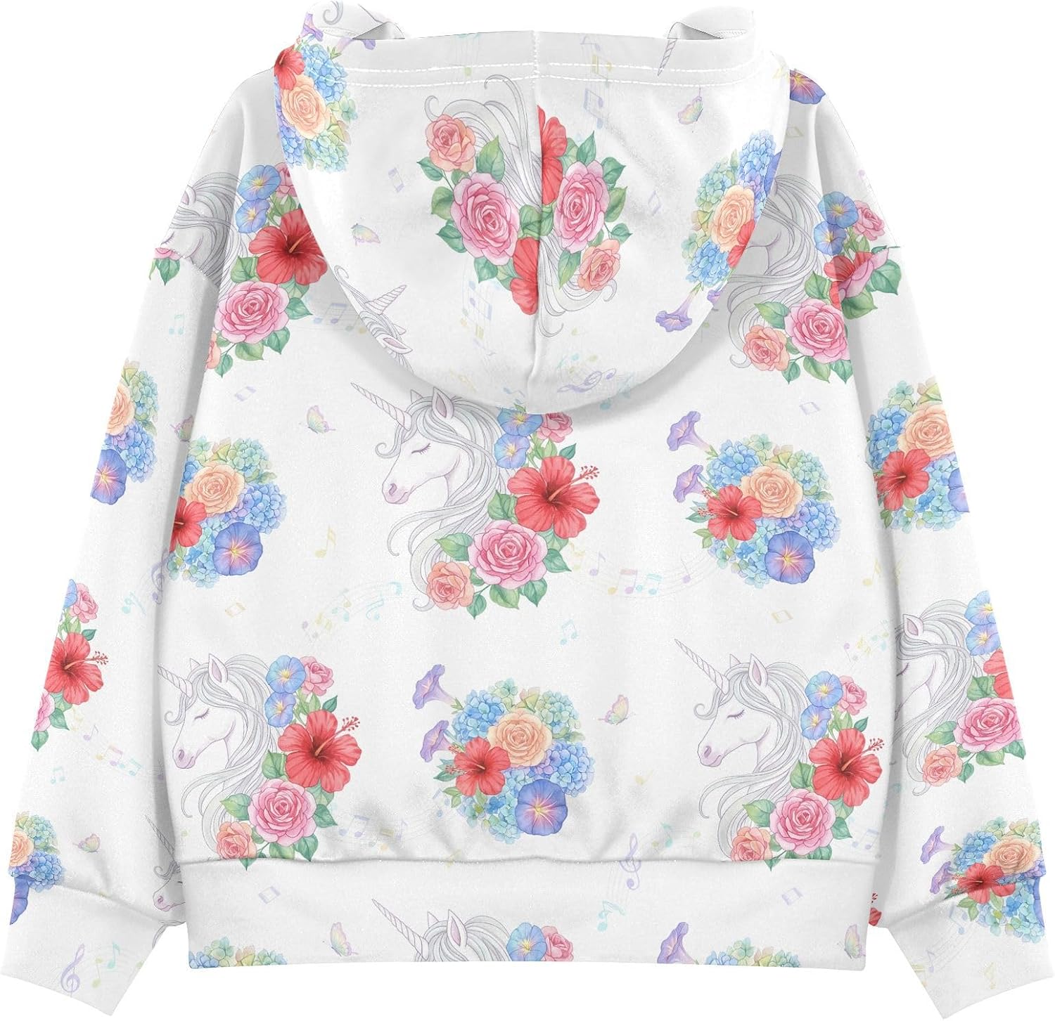 Unicorn Flowers Floral Toddler Girls Pullover Hoodie Sweatshirt 4-14Y A2309510