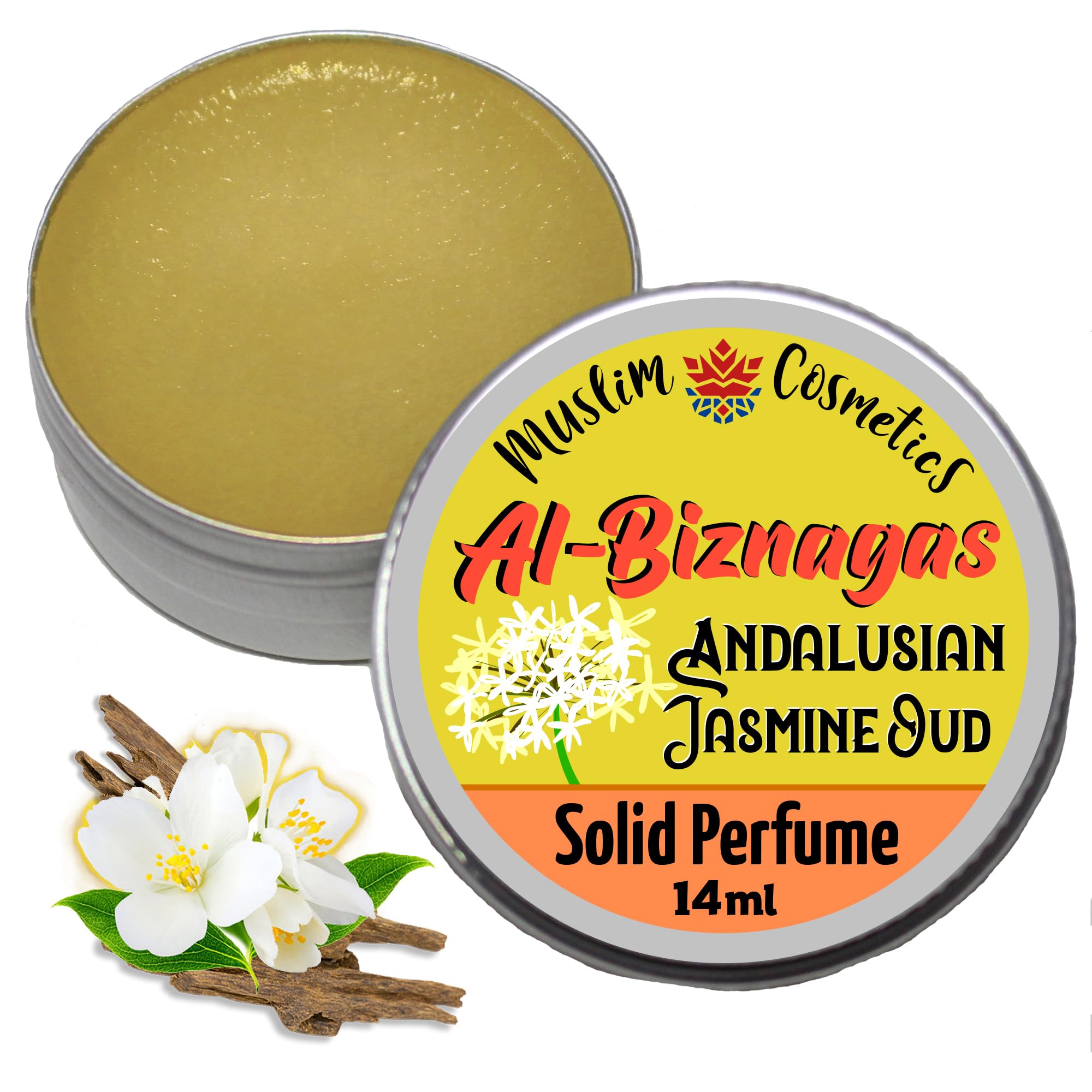 Jasmine SOLID perfume | Andalusian Oud | Agarwood oil | Halal | Vegan || Made in Canada - Muslim Cosmetics - Al-Biznagas 0.5oz / 14ml