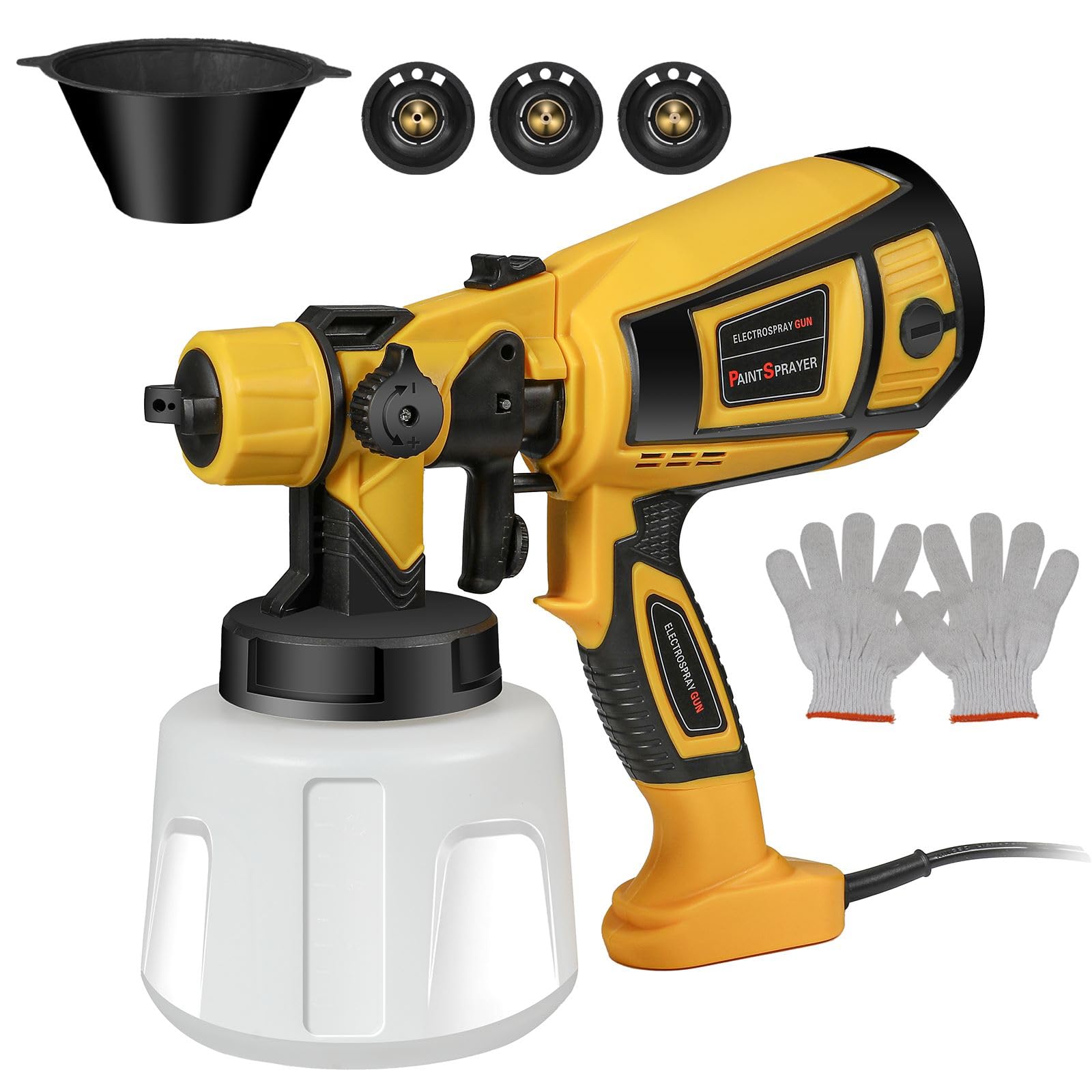 Rociador de pintura inalámbrica, 800W-HVLP-pistola de pintura, 4 boquillas y 3 modelos, pistola de pintura eléctrica para el hogar, muebles de casa, pared, techo (sin batería)