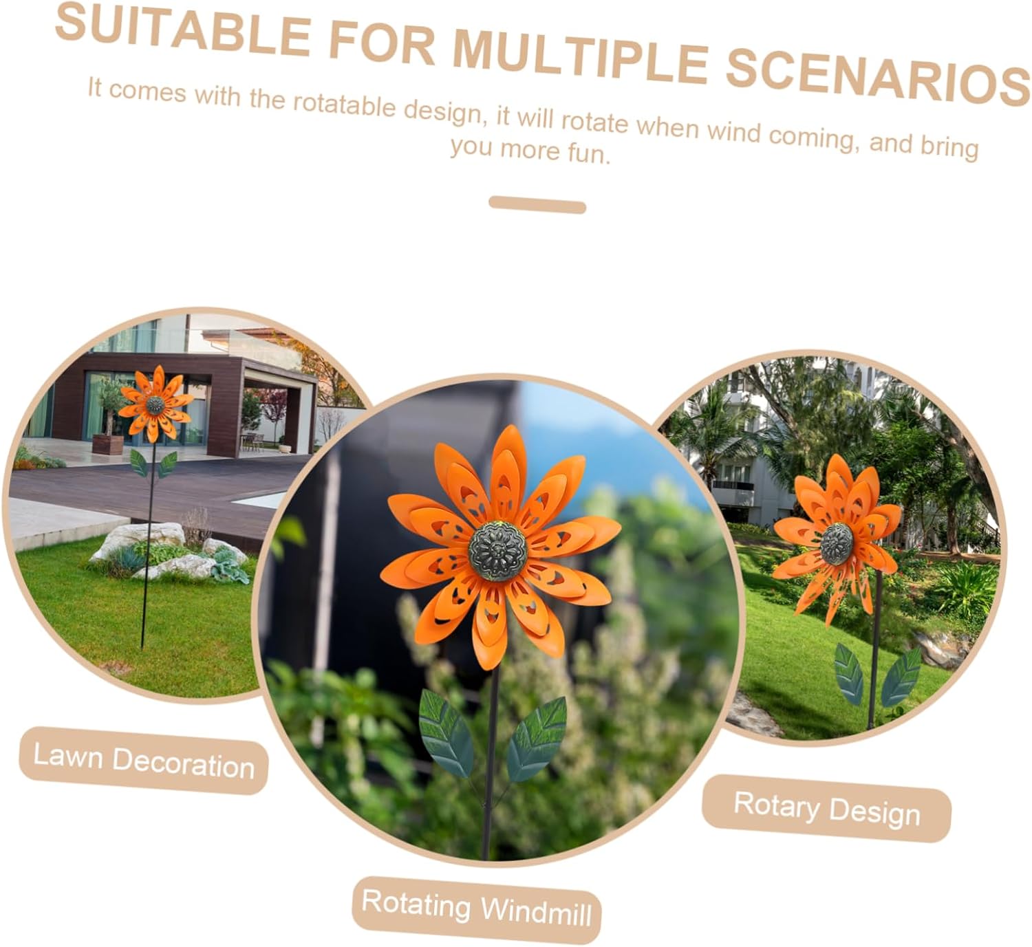 Large Rotatable Flower Windmill Ornament Sturdy Outdoor Decor for Lawn Decoration Windmill for Creative Landscape Design