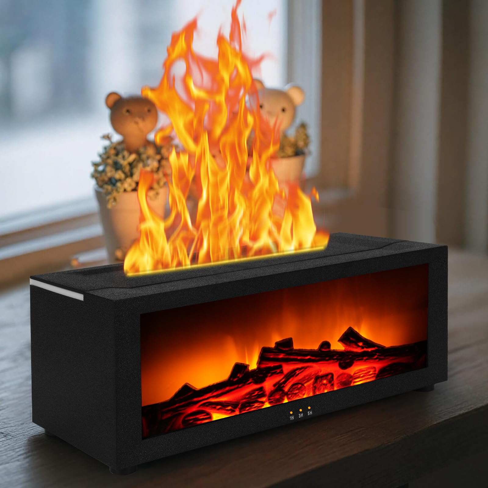 VSSHE Flammen Aroma Diffuser, 7-Farbigem Licht Aroma Diffuser für Duftöle, mit Fernbedienung, für Zuhause,Wohnzimmer, Schlafzimmer, Yoga, Spa, Büro