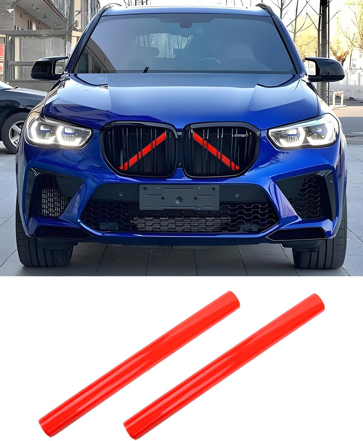 Grill Inserts Trims for BMW X3 X4 X5 X6 X7, Compatible with BMW V Brace Wrap Covers Grill Stripes Grille Inserts Stripes Wrap (Red, G01 G02 G05 F25)