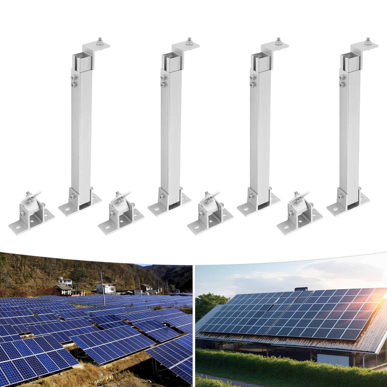 Supporto per pannello solare, regolabile, per balcone, tetto, roulotte (2 paia)