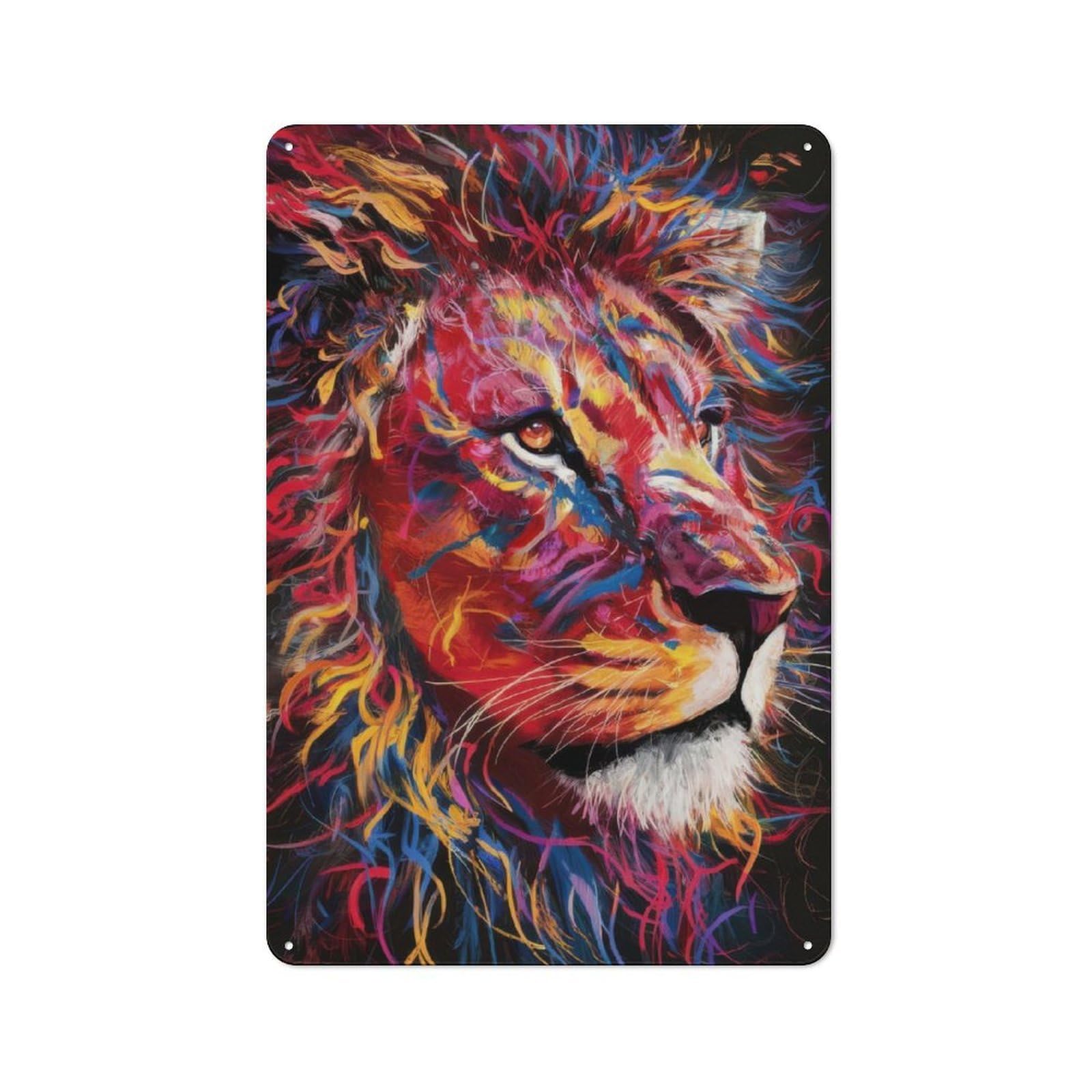 Junmoney Lion Animal For Lounge Or Reading Corner, Rustic Tin Sign 30X20cm, For Home Interiors, Feature Walls And Decorative Displays