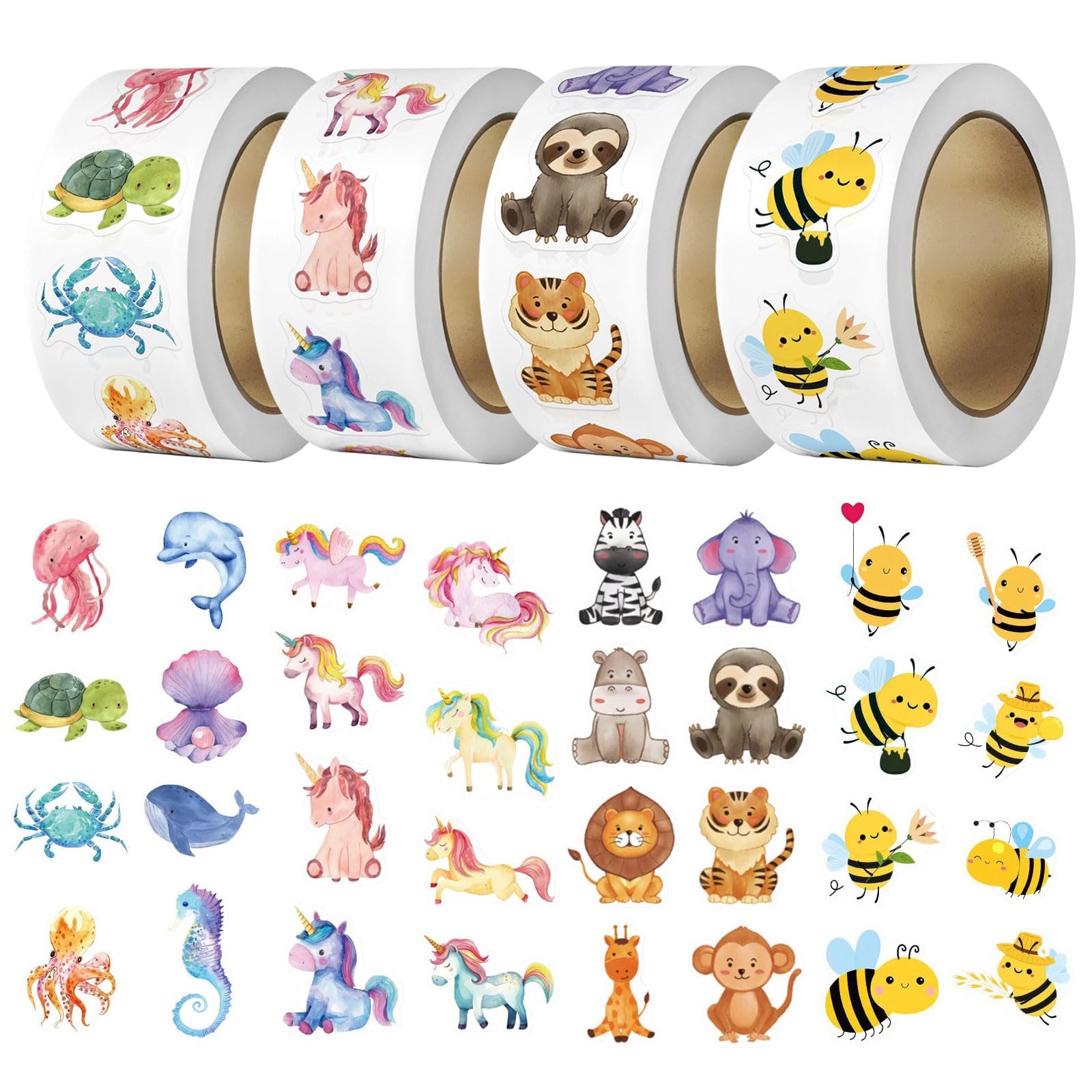 TESSTSY 2000 Pieces Reward Stickers, 32 Patterns Cute Animal Stickers