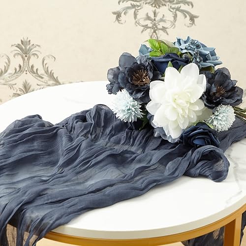 Miniatura 5 de 2 caminos de mesa de 13 pies para bodas, camino de mesa de algodón de lino, caminos de mesa de gasa, decoración de fiesta nupcial, decoración de