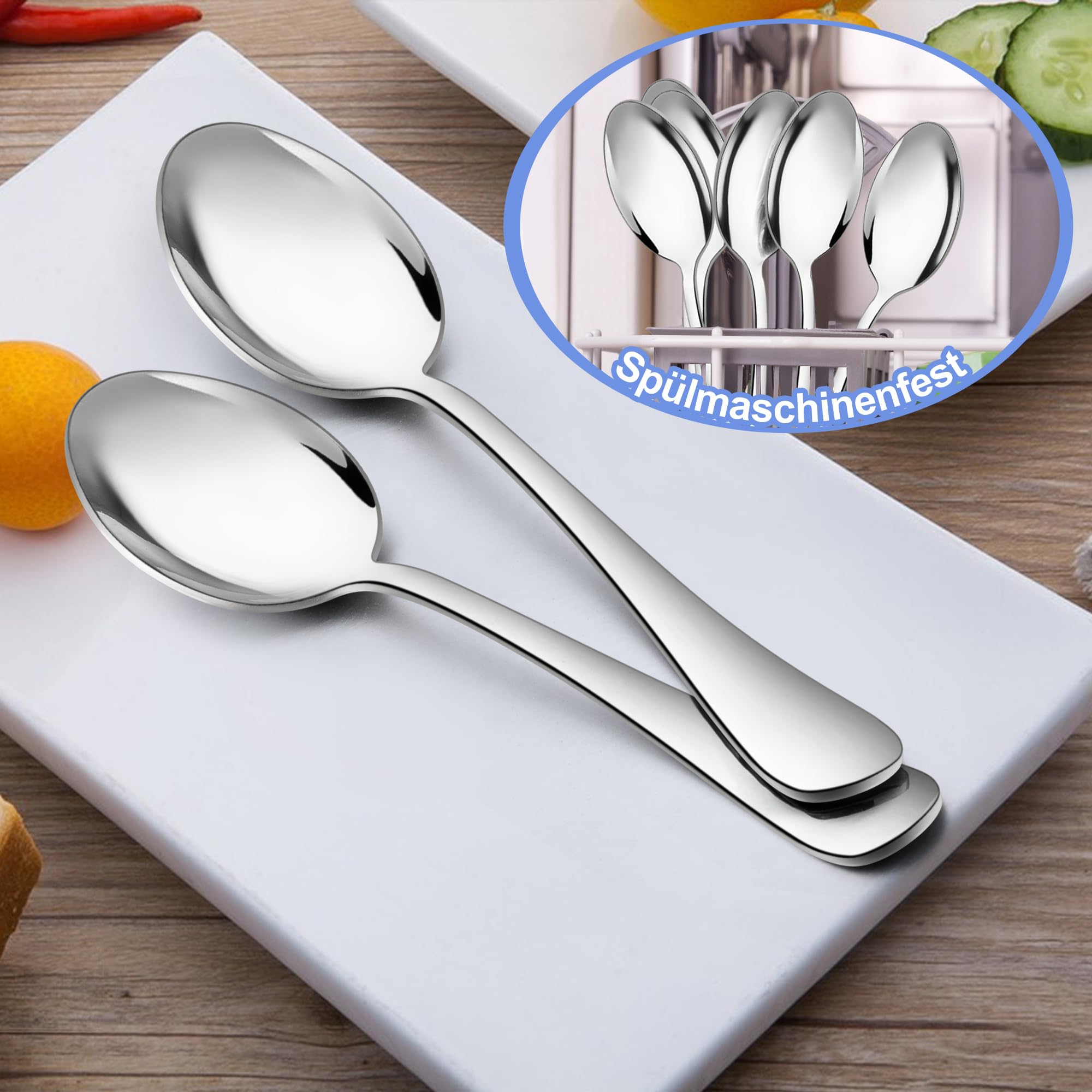Berglander 12pcs Soup Spoons, Stainless Steel Soup Spoon, Table Spoon, Cutlery S - Foto 7