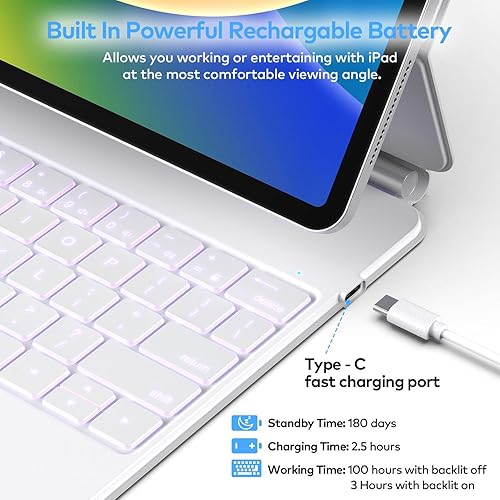Miniatura 36 de Funda de teclado para iPad Air de 11 pulgadas (M3 2025 / M2 2024) y iPad Pro de 11 pulgadas (1ª/2ª/3ª/4ª generación), funda magnética con teclado