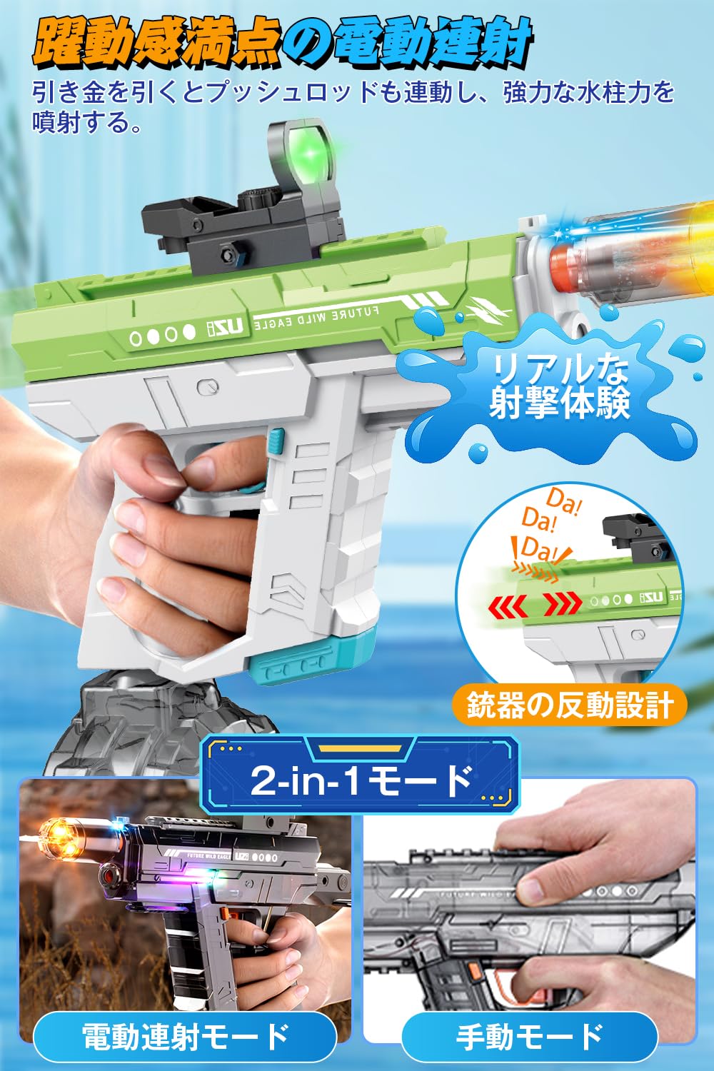 Amazon | 電動ウォーターガン 【次世代電動水鉄砲&火花散る！】 LED