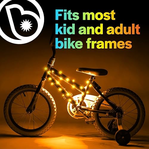 Miniatura 4 de Brightz CosmicBrightz - Cuerda de luz LED para marco de bicicleta, cuerda de 6.5 pies, funciona con pilas con interruptor de encendidoapagado, color