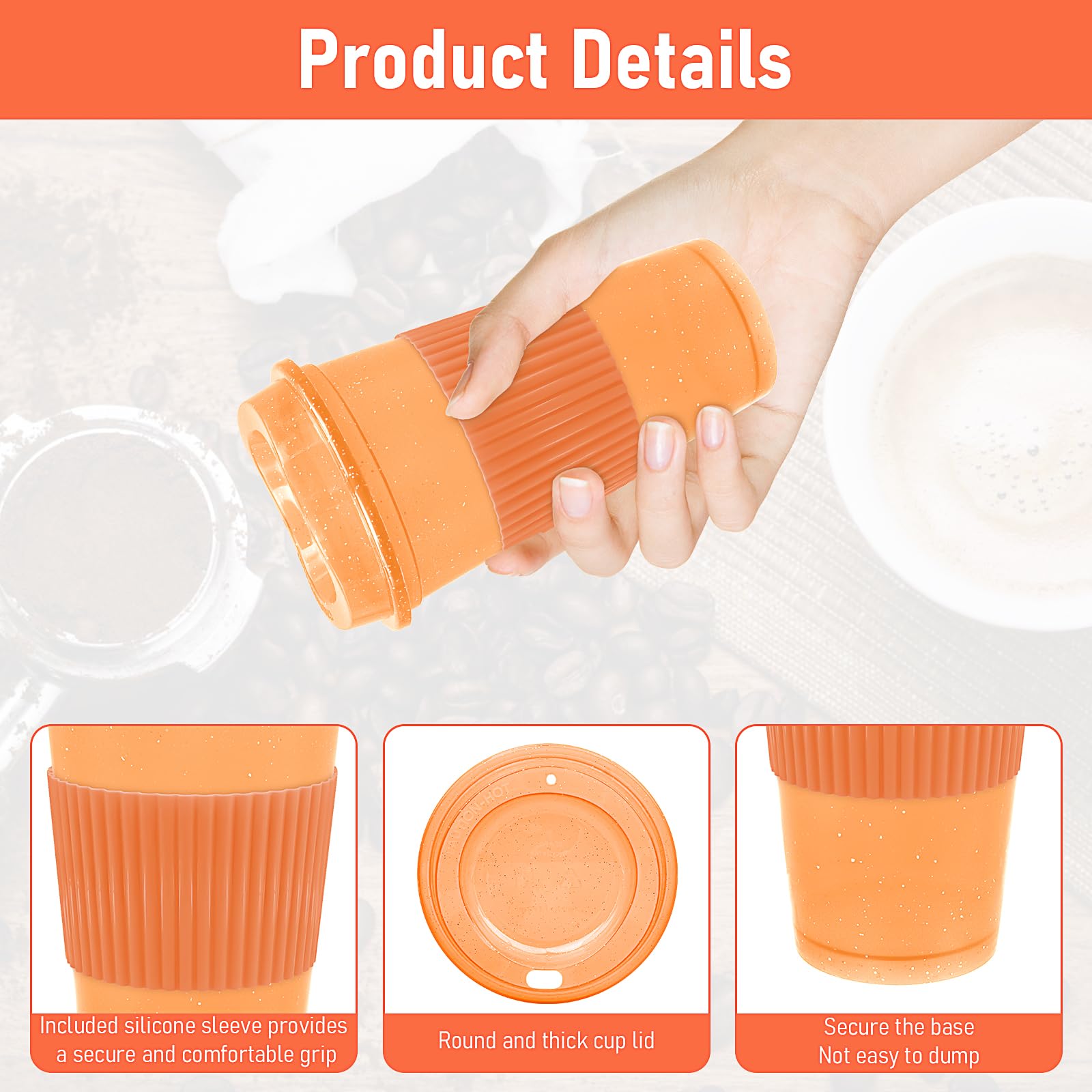 Lot de 20 tasses à café réutilisables en plastique avec couvercles, 470 ml, tasse à café glacé, tasse de voyage, pour adultes et femmes, enfants, boissons chaudes et froides, passe au micro-ondes