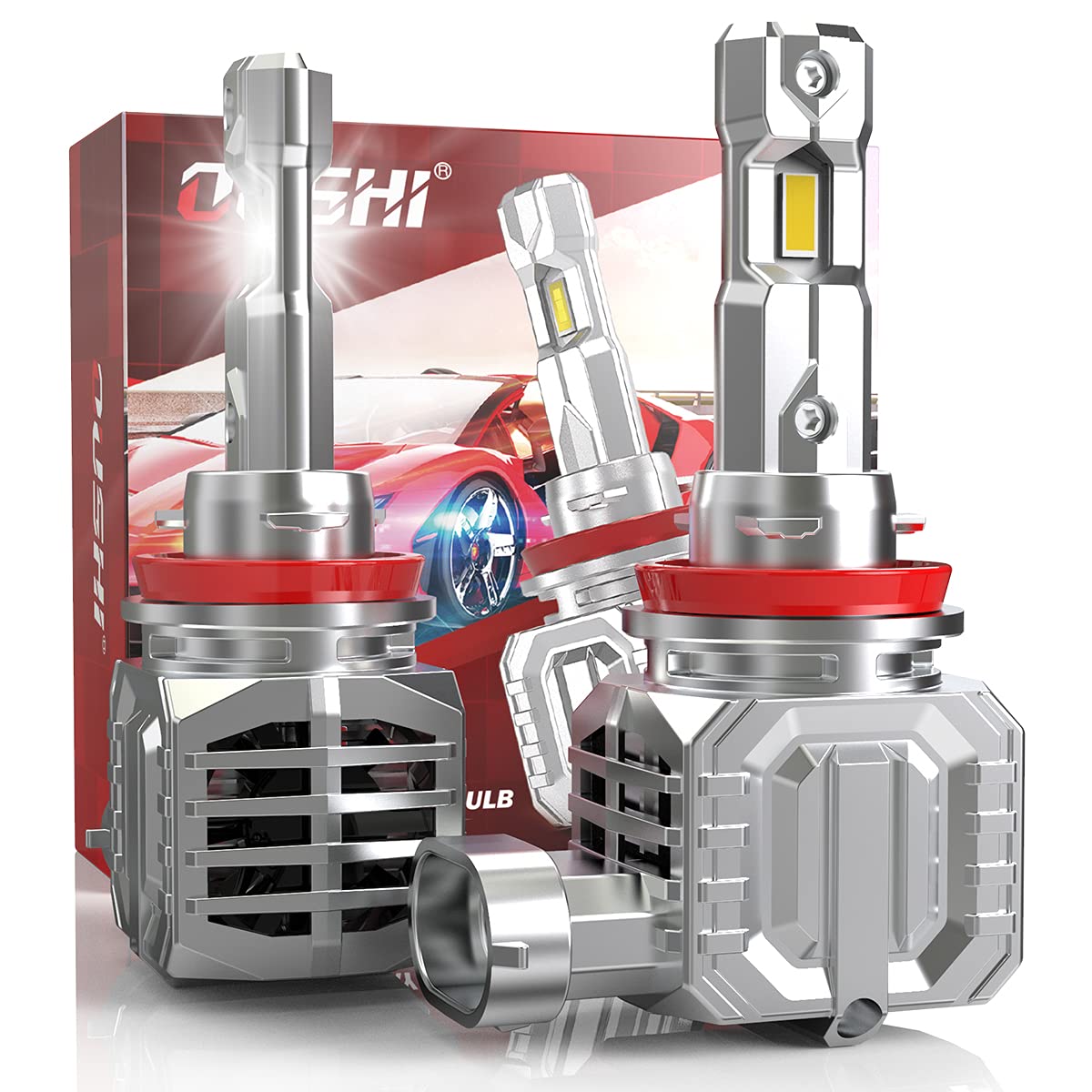 OUSHI H11 H8 Żarówka LED, H11 LED110 W 20000 lm, super jasne reflektory H11 H8 H9 LED do samochodów i motocykli, bardzo szybkie chłodzenie, wodoodporna 6500 k ksenonowa biel (zestaw 2 szt.)