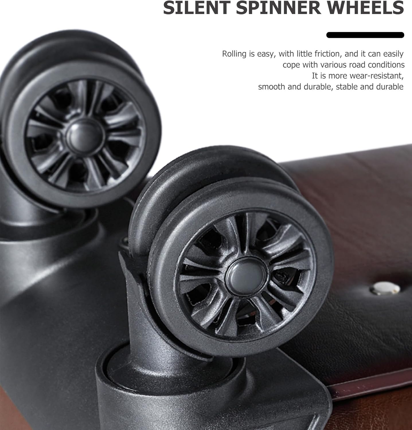 feilario Business Spinner Wheels Luggage PVC Leather Waterproof Carry-On Suitcase Aluminum Alloy Handle Soft Shell Luggage with TSA Lock (Black, 20in)