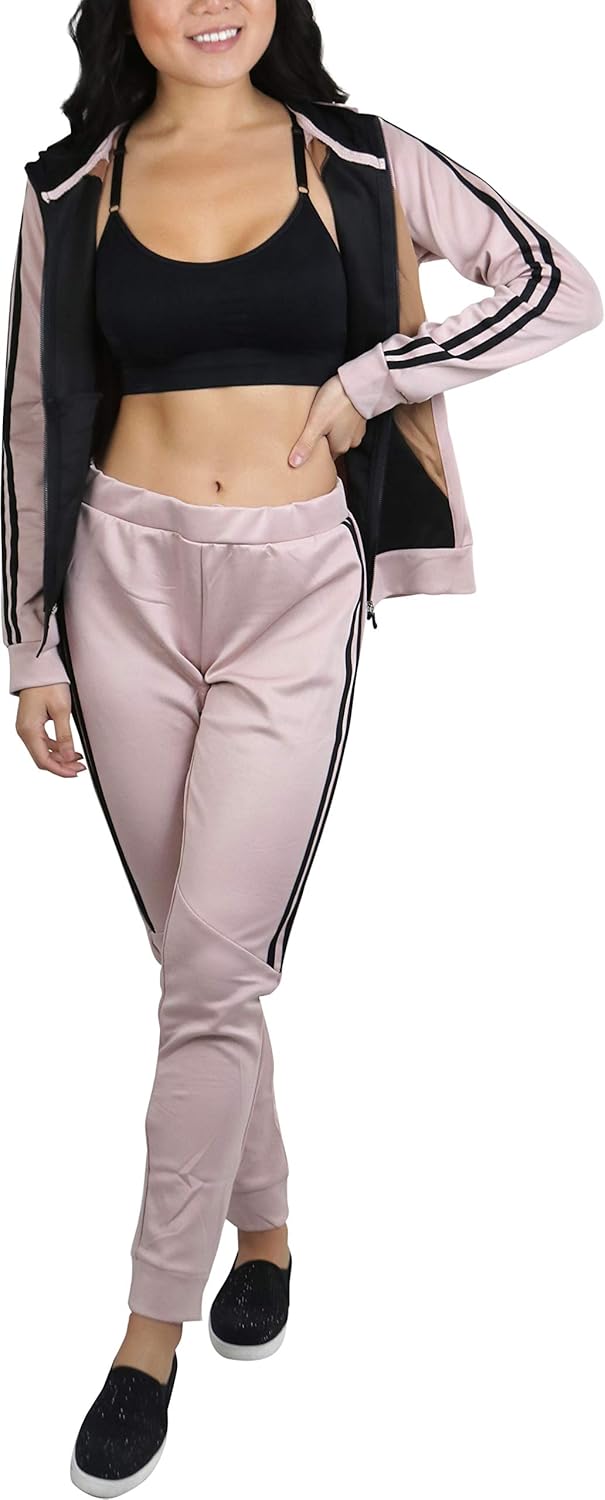 ToBeInStyle Women’s Velour Tracksuit Zip Up Hoodie Jacket & Matching Pants Set - Image 4