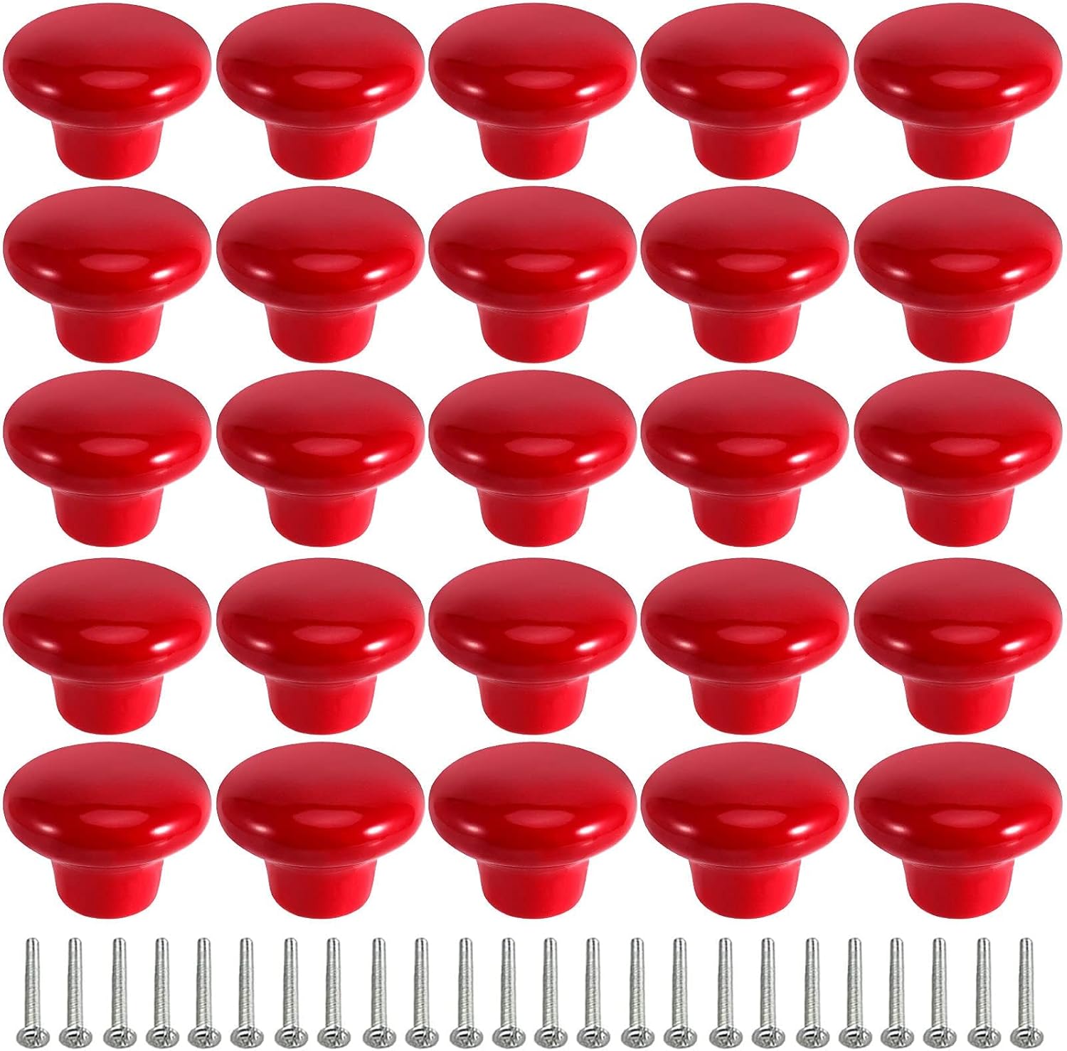ZOENHOU 30 PCS White Ceramic Cabinet Knobs, Vintage Ceramic Round Door Knobs with 30 Original Screws (0.98 Inch), Pull Door Drawer Handles for Dresser Kitchen Cupboard Bathroom Locker