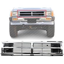 AUTOS PARTS PLUS Front Center Grille Chrome Shell With Painted Black Insert Direct Replacement Compatible With 1987-1988 Toyota Pickup / 1987-1989 4Runner TO1200133 5311189128