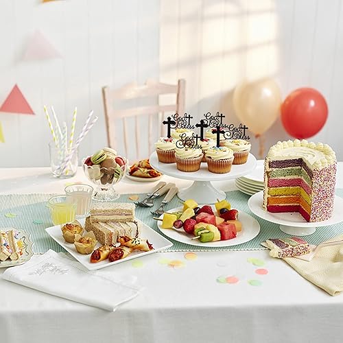 Miniatura 4 de Rsstarxi Paquete de 24 adornos para cupcakes de cruz que Dios bendiga y bautizo, para decoración de pasteles cristianos de primera comunión,