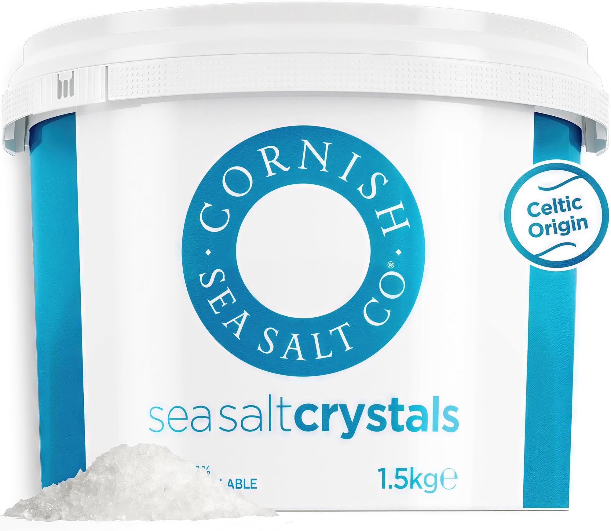 Cornish Sea Salt Celtic Sea Salt Original Crystals 1.5kg - 100% Natural Unrefined Mineral Rich, Coarse, Crunchy Cooking Salt for Seasoning and Baking, Contains Up to 82 Essential Minerals