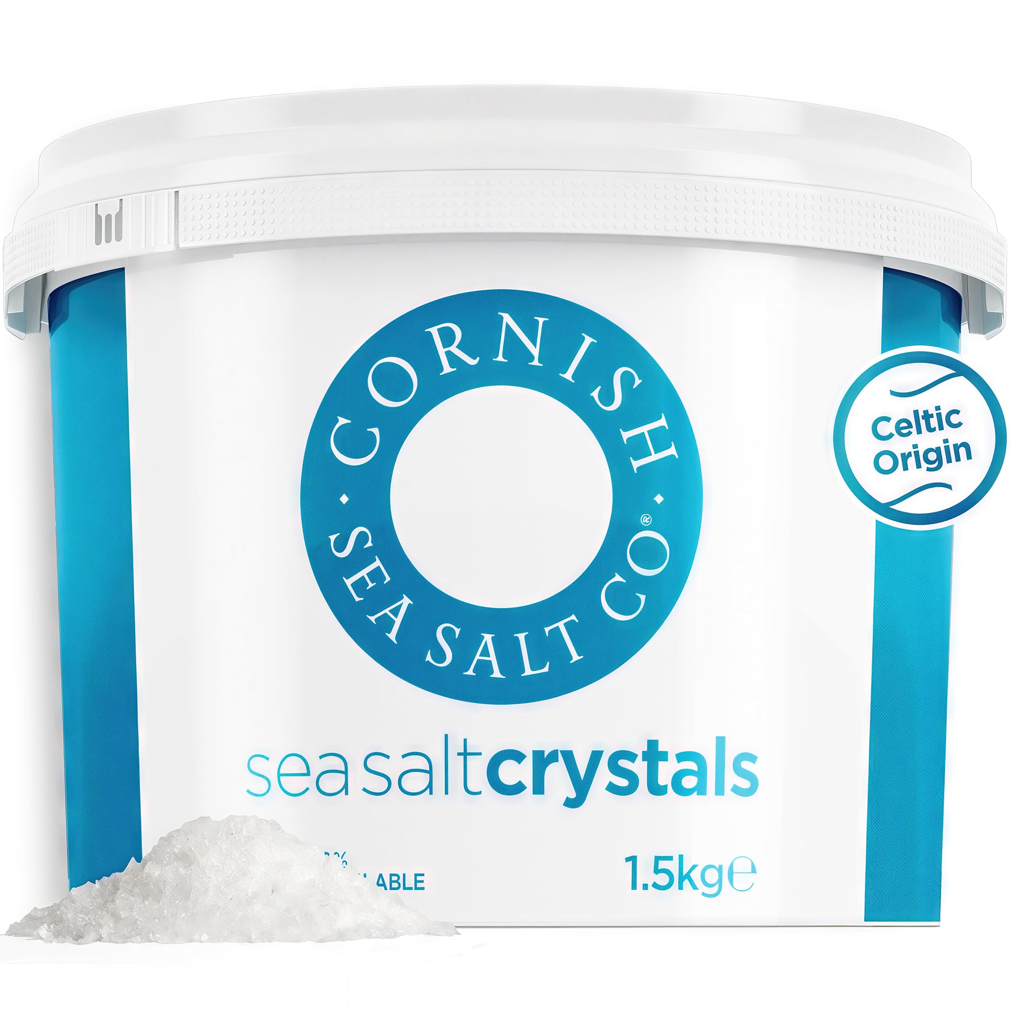 Cornish Sea Salt Celtic Sea Salt Original Crystals 1.5kg - 100% Natural Unrefined Mineral Rich, Coarse, Crunchy Cooking Salt for Seasoning Baking, Contains Up to 82 Essential Minerals
