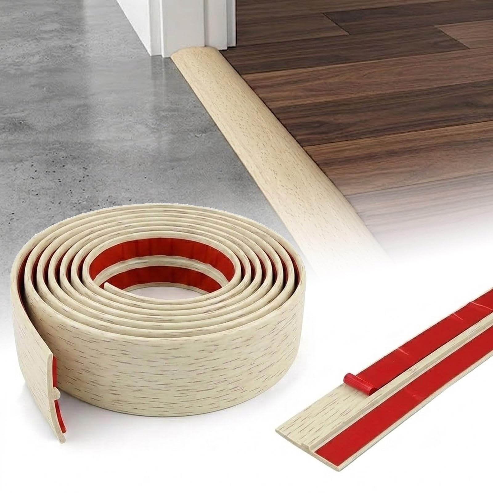 5cm Perfil de Transición para Suelo Para Puertas, Perfil en T 1-10m, Tiras de Umbral para Puertas Autoadhesivas PVC para Transiciones Entre Baldosas Suelos de Madera(Maple Wood Grain,5cmx700cm)