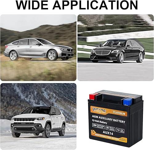 Miniatura 7 de Weize Batería auxiliar AUX14 AGM, 36 meses de garantía, 200CCA, batería BCI Group 400