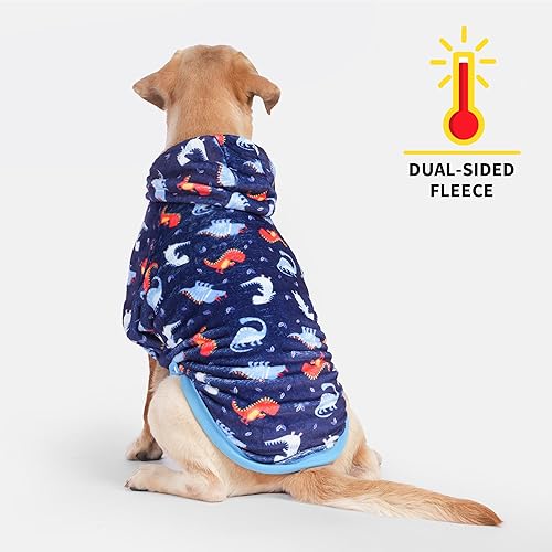Miniatura 4 de LovinPet Sudadera con capucha para perros grandes, ropa de invierno ligera de franela para perro, tela agradable a la piel, con estampado de