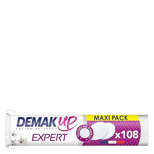 Demak'Up Expert - 108 discos de algodón desmaquillantes, 5, 6 x 5, 6 x 27, 5 cm
