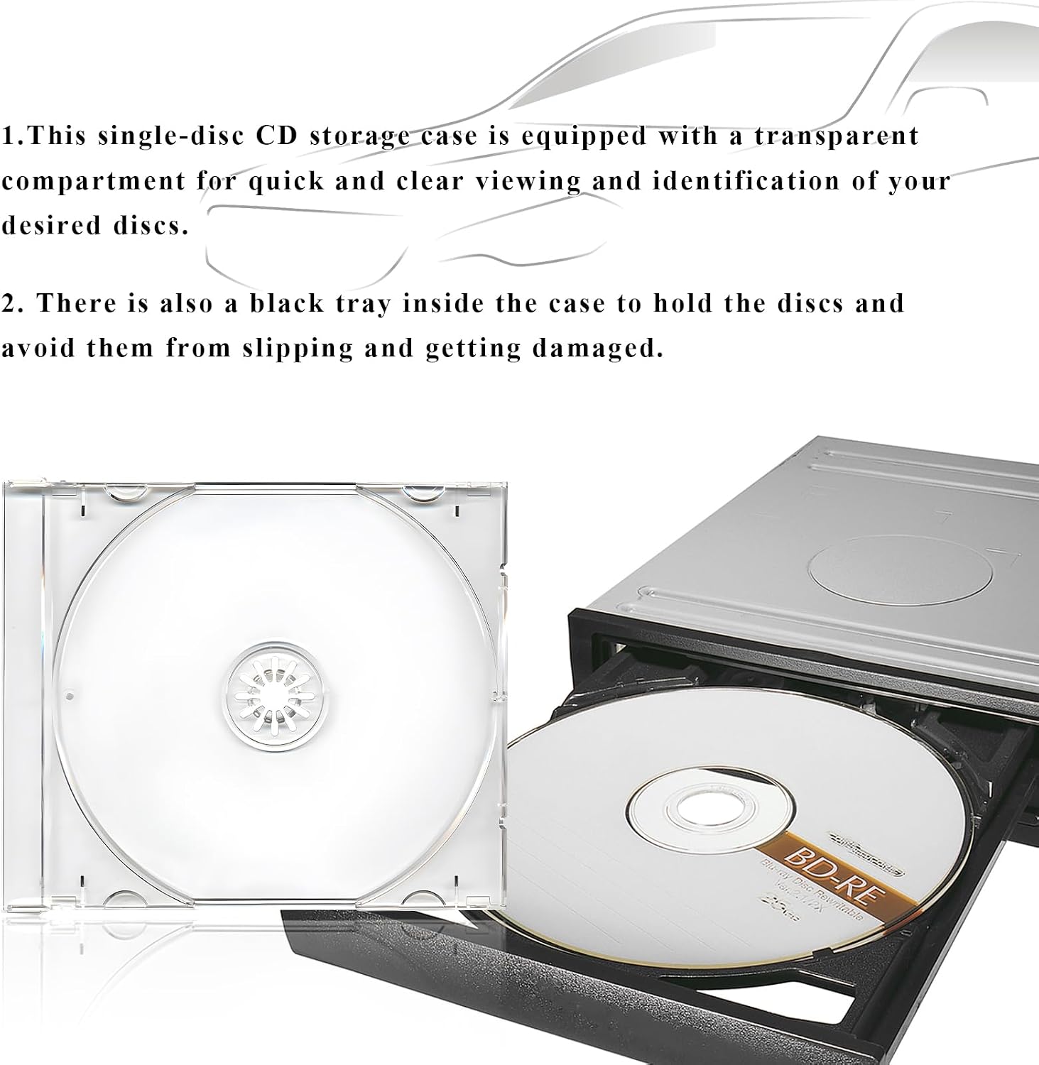 6 PCS Standard Single Clear CD Jewel Case, 10 mm Thin Clear CD Storage Case with Assembled Tray, Square-Shaped Single Plastic Disc DVD Storage Box Replacement for Most Cars (Transparent)