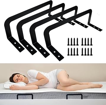ECOHomes Mattress Retainer Bar - Mattress Slide Stopper Keep from Sliding | Non Slip Holder for Bed Frame Prevents Slipping Mattresses and Moving Topper, 4PCS, Black
