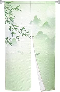 Long Japanese Noren Doorway Curtain Boho Style Willow Leaf Printed Door Curtain Tapestry Entrance Feng Shui Window Treatment Panel for Home Bistro Bar Room Decor, 33.5"x 70.9"