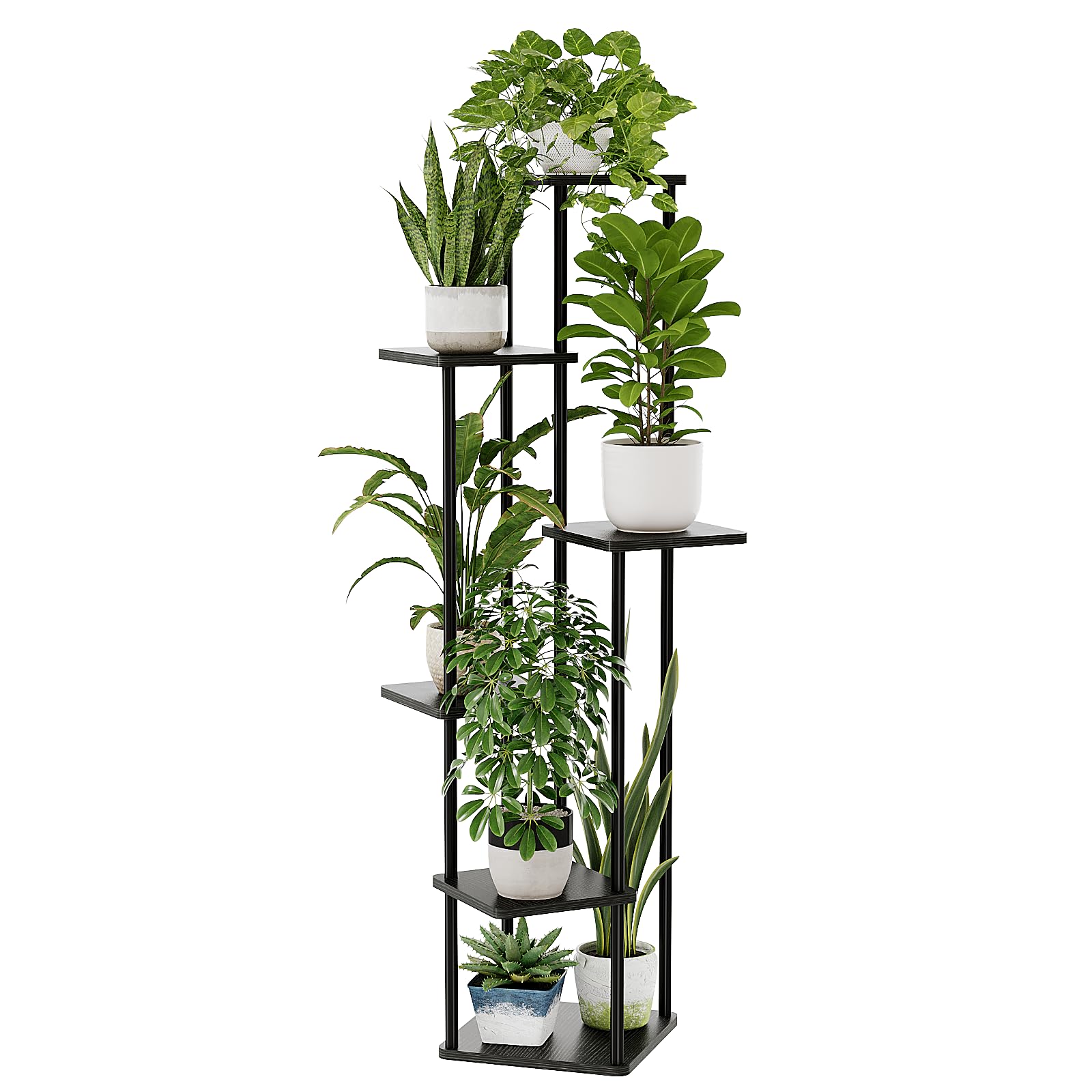 Bamworld 6 Tier Plant Stand Indoor Tall Metal Plant Shelf for Multiple Plants Corner Tiered Flower Stand for Patio Garden Balcony Living Room Bedroom(Black) โ image 1