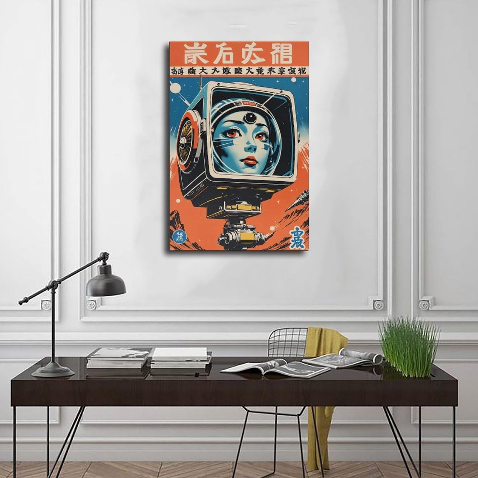 Poster su tela, stile retrò, avventura spaziale, fantascienza, arte (1), decorazione artistica da parete per soggiorno, camera da letto, 60 x 90 cm