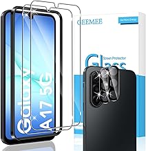 Pack of 2 for Samsung Galaxy A17 5G for Tempered Glass, Screen Protector with 2 Camera Protection - Black, 9H Film Hardness Tempered Glass Sensitivity Screen Protector
