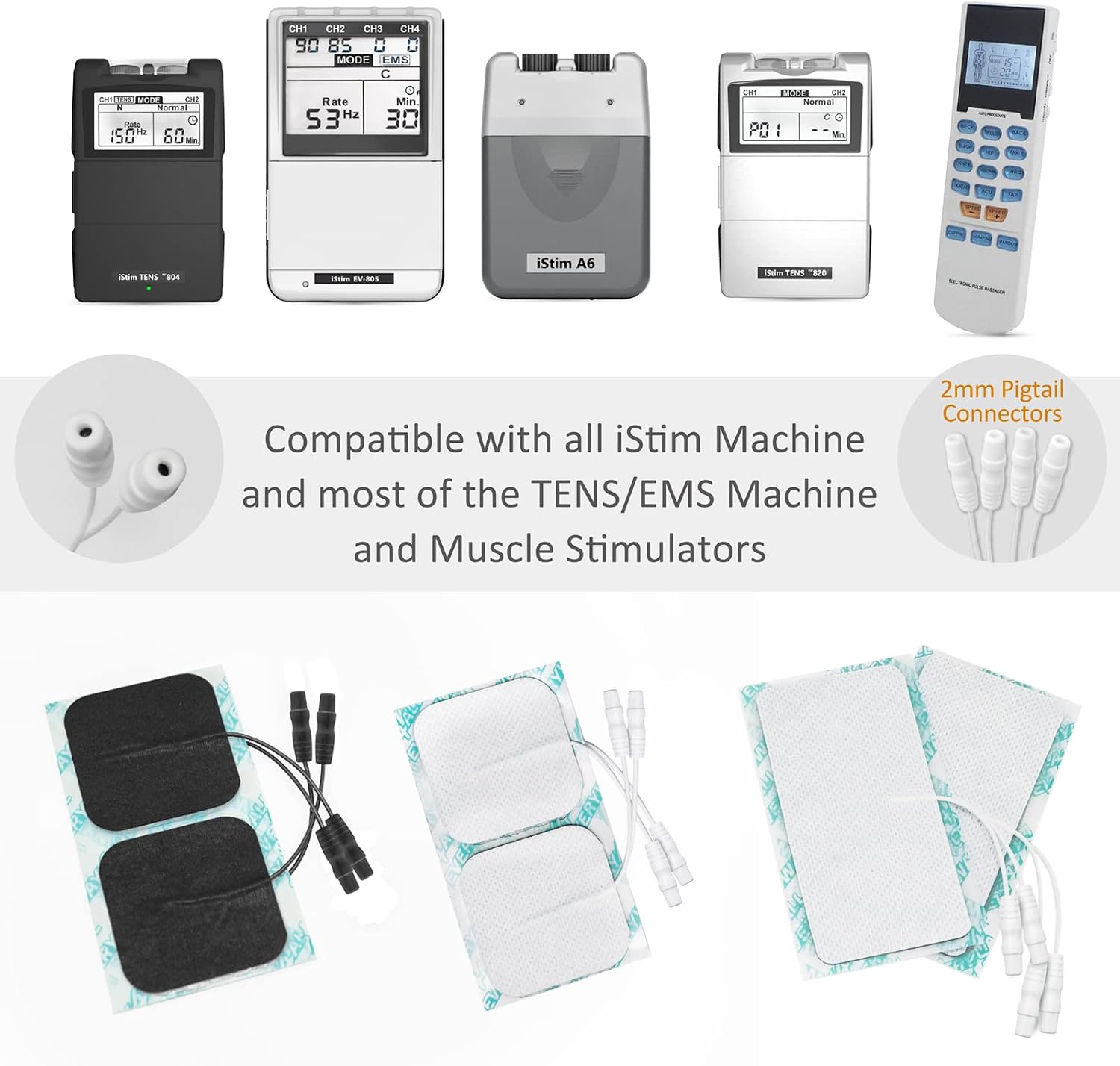 iStim Super Soft 2"x2" TENS Unit Electrodes for TENS Massage EMS unit/muscle stimulator - 100% JAPANESE GEL - 16 pieces reusable Electrode Pads (2"x2"- 16 pieces - BLACK)