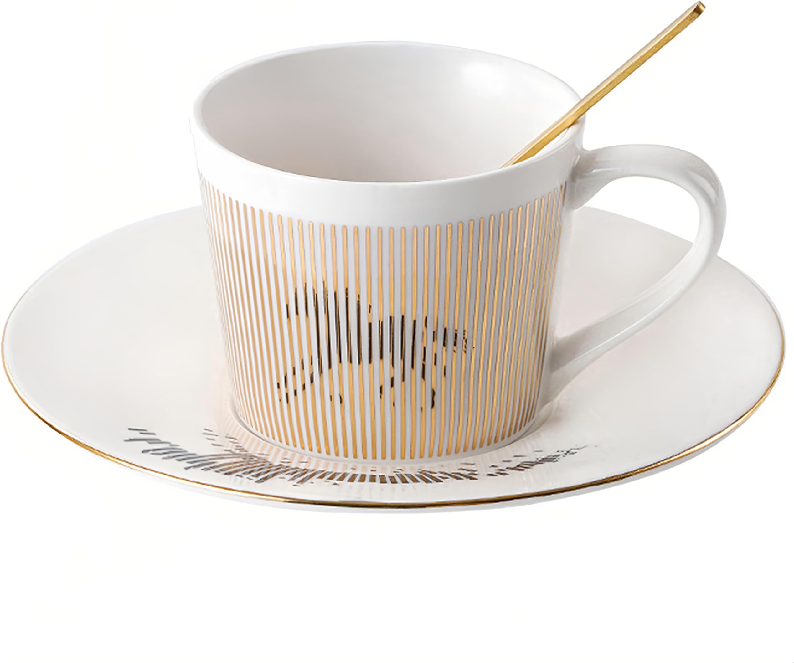 Coffee Cup and Saucer Sets 8.45oz Unique Dynamic Mirage Reflection Tea Cup Luxury Porcelain Mirror Ceramic Mug Gifts for Cappuccino Espresso 250ml Horse