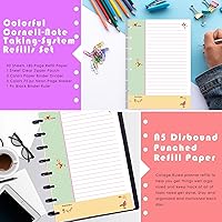 Vista 3 de Rancco Junior Cornell - Papel para cuaderno, 180 páginas, perforado para 8 anillas, insertos de papel de disco de media carta con pestañas