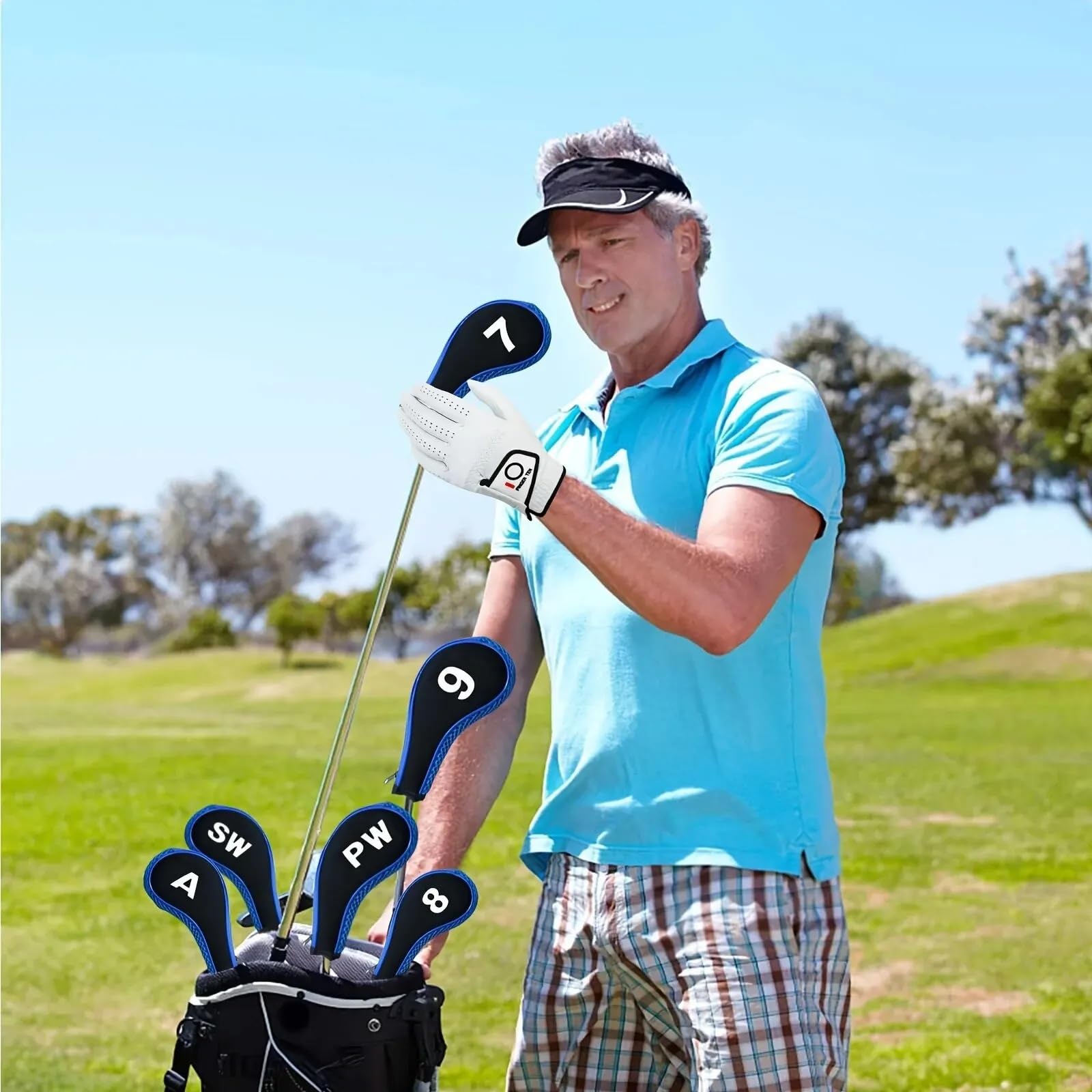 Golf SchläGerkopfhüLlen Golf Iron Head Covers Set 10-teiliges Set Mit Reißverschluss Headcover-Schutz Golfzubehör Universal Iron Clubs GolfschläGer Hauben(White)
