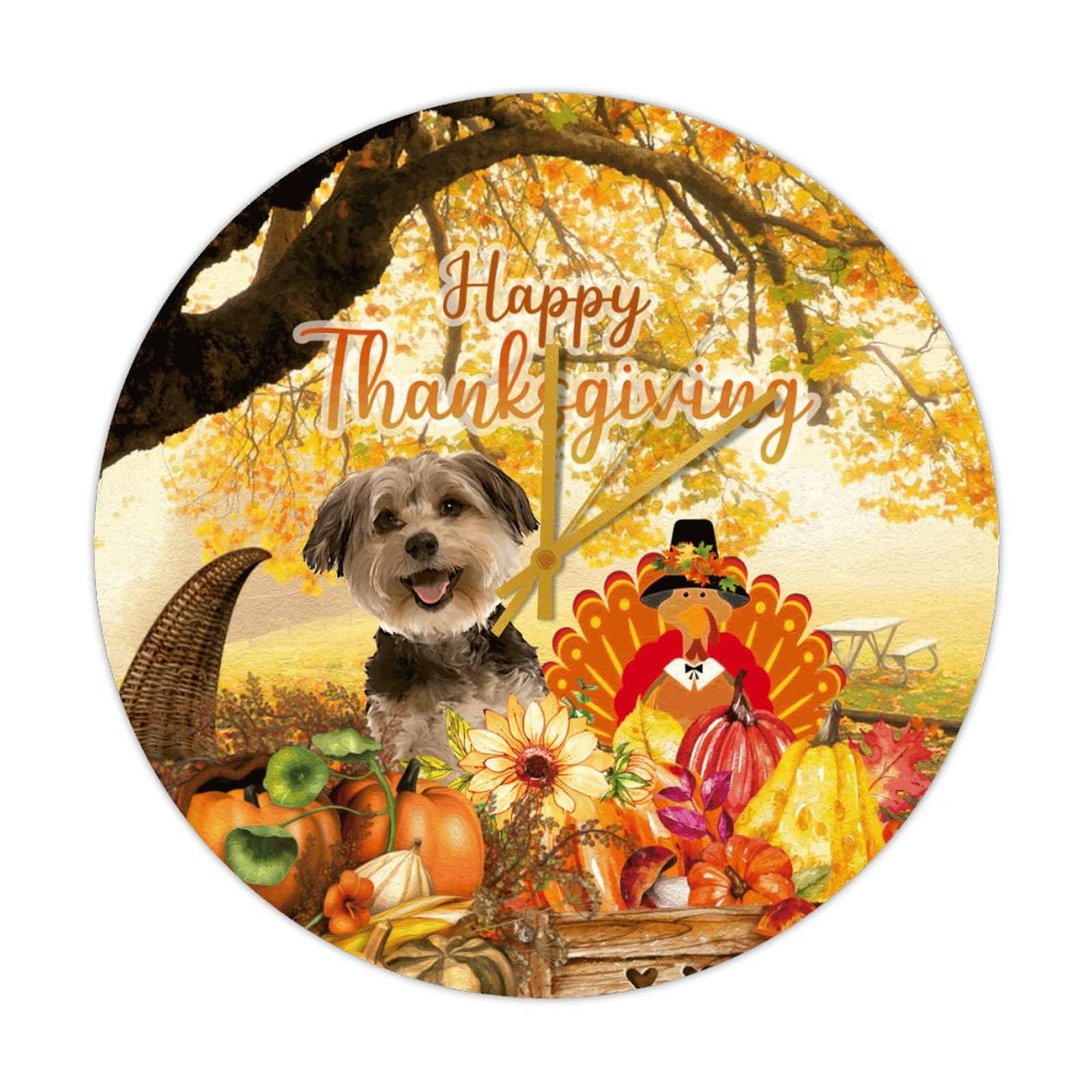 Grande horloge murale bois vintage 38cm pour repas de Thanksgiving convivial