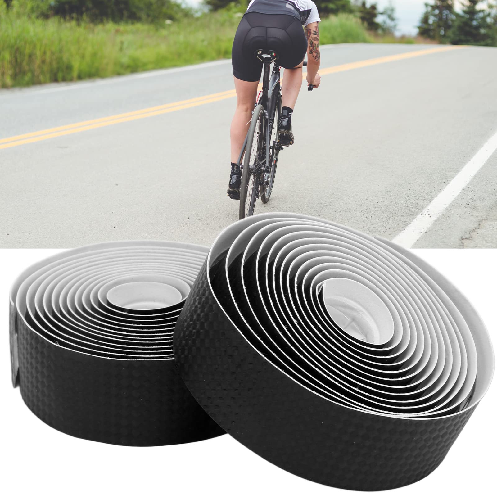 Ruban Guidoline Guidoline Réfléchissante Jaune Et Noir - 2 Pièces Pour Vélo Route, Avec Bouchons De Guidon Poignée De Guidon Jaune Noir