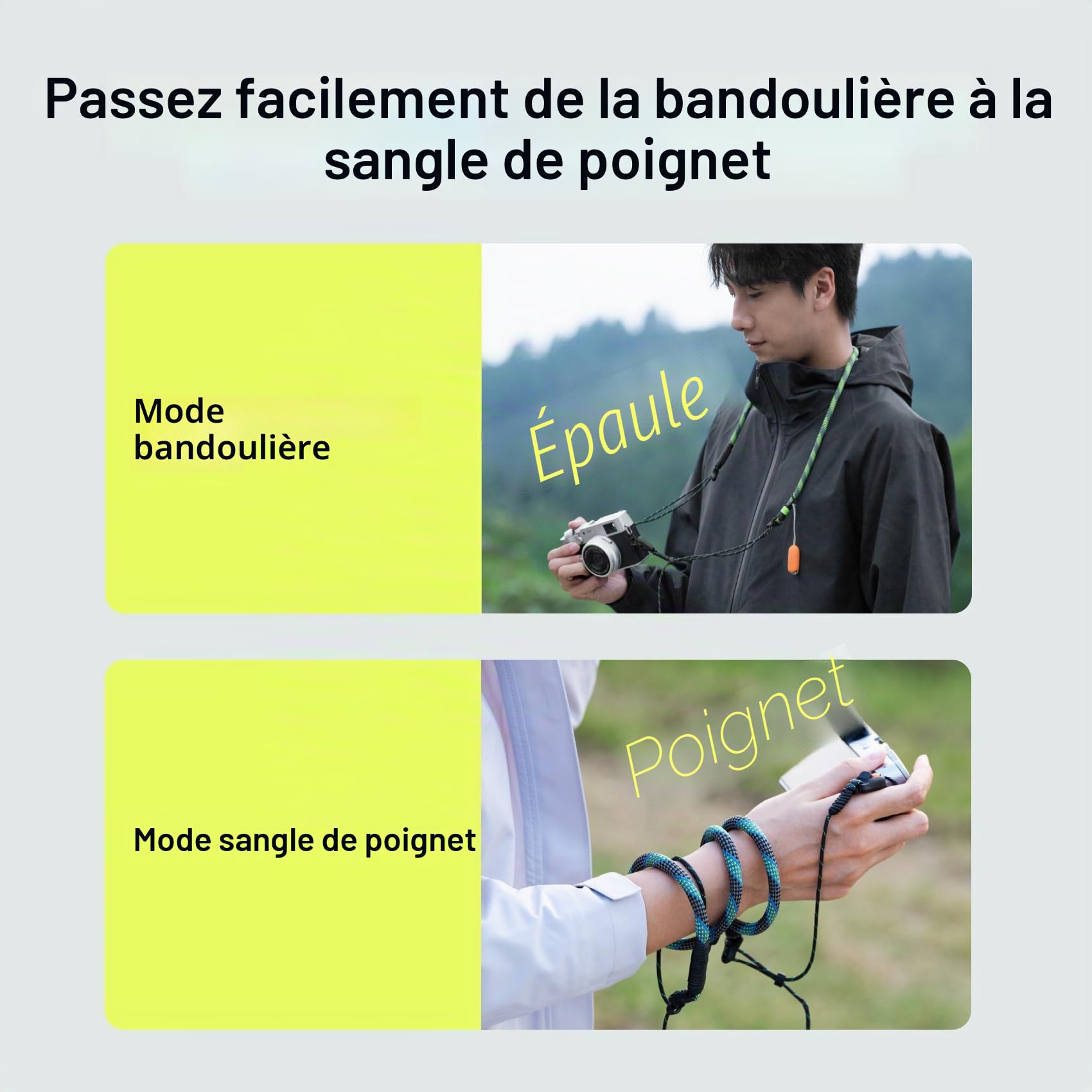 PGYTECH Sangle d'appareil photo Slim Réglable à dégagement rapide 820-1360mm Légère pour appareils photo hybrides/compacts/Instax/numériques, Style Outdoor