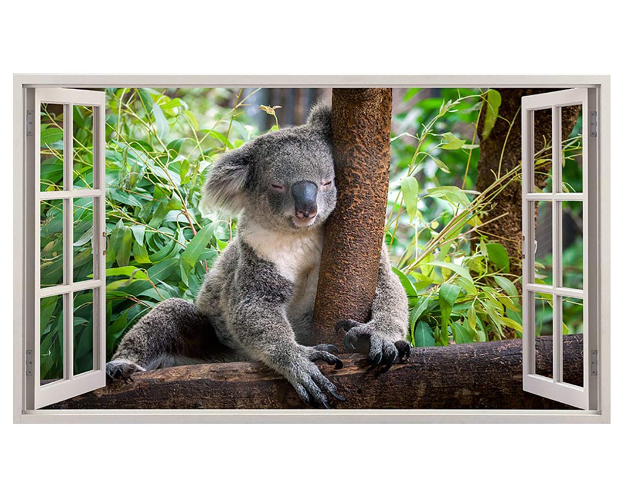 H802 Koala Bear Sleep Cute Animals Window Wall Decal 3D Art Stickers Vinyl RoomKids Bedroom Baby Nursery Cool Livingroom Hall Boys Girls (HUGE (100x175cm))