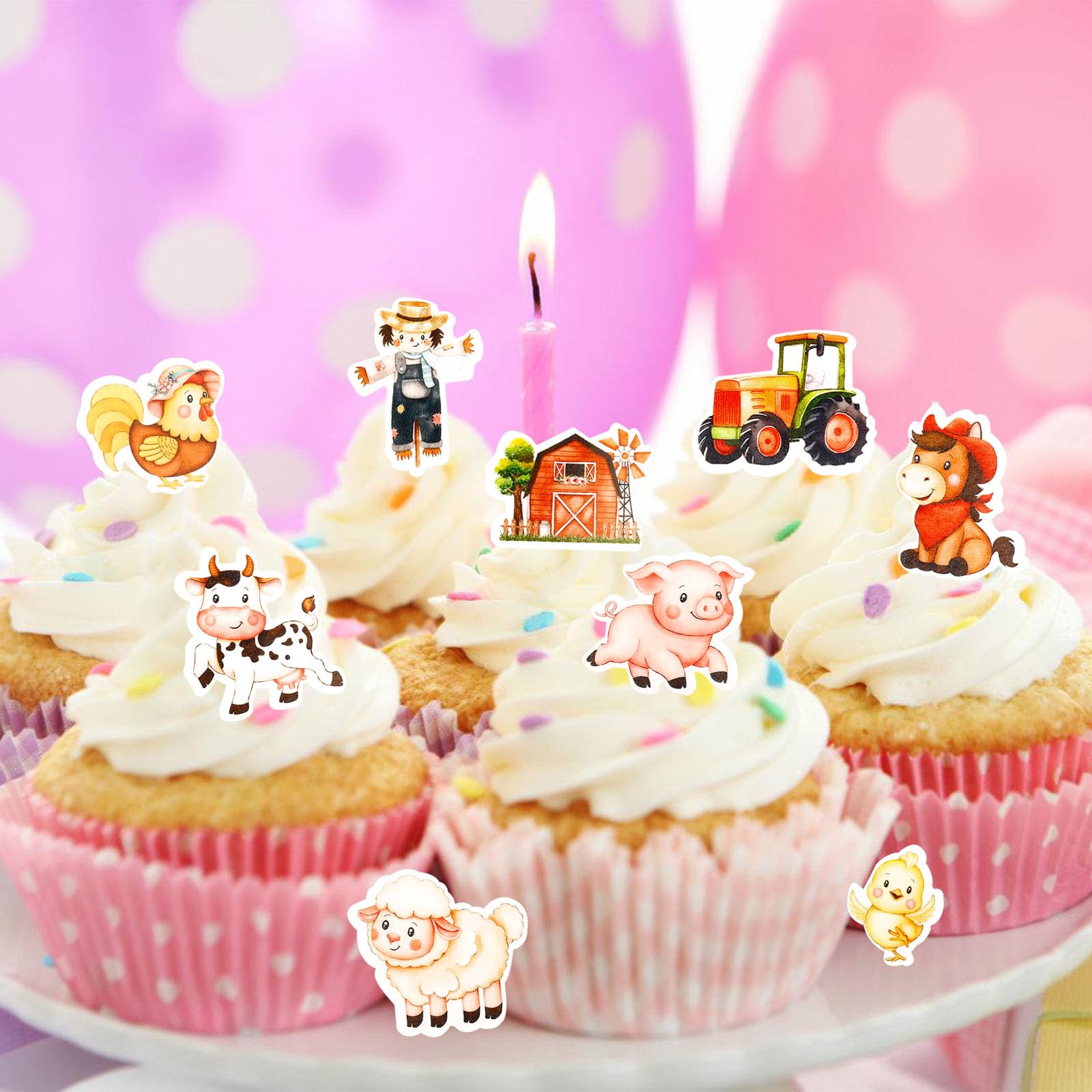 JeVenis Bauernhof Geburtstag Deko – Tortendeko Mit Tieren & Happy Birthday Schriftzug
