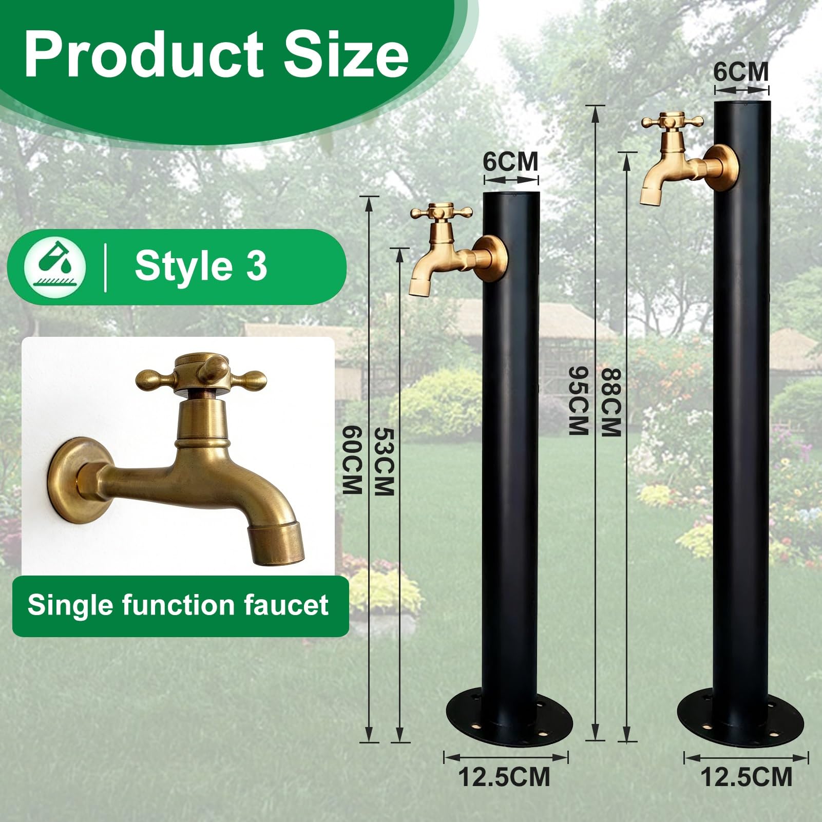 Grifo de Agua Independiente Tipo Poste, Columna de Agua Exterior de Acero Inoxidable, Grifo de Suelo para riego de Patios y Jardines.