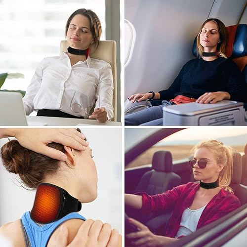 Vista 14 de Almohadilla térmica inalámbrica para el cuello, envoltura térmica para aliviar el dolor de cuello, almohadilla térmica eléctrica con película
